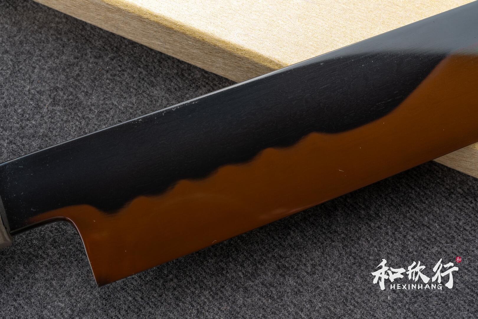堺北辰池田美和作白一鋼富士水本燒褐返先丸筋引330mm